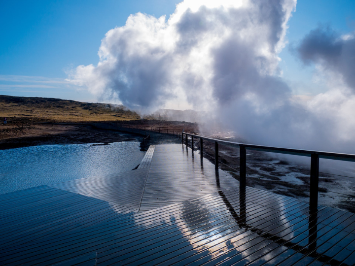 Geothermal power plant located at Reykjanes peninsula in Iceland.