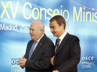 Miguel Angel Moratinos, Spanish foreign minister with the Spanish Prime Minister José Luis Rodríguez Zapatero