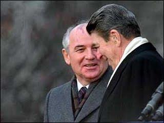 Mikhail Gorbachev meets Ronald Reagan
